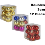 Christmas Baubles, 3cm - 12 Piece
